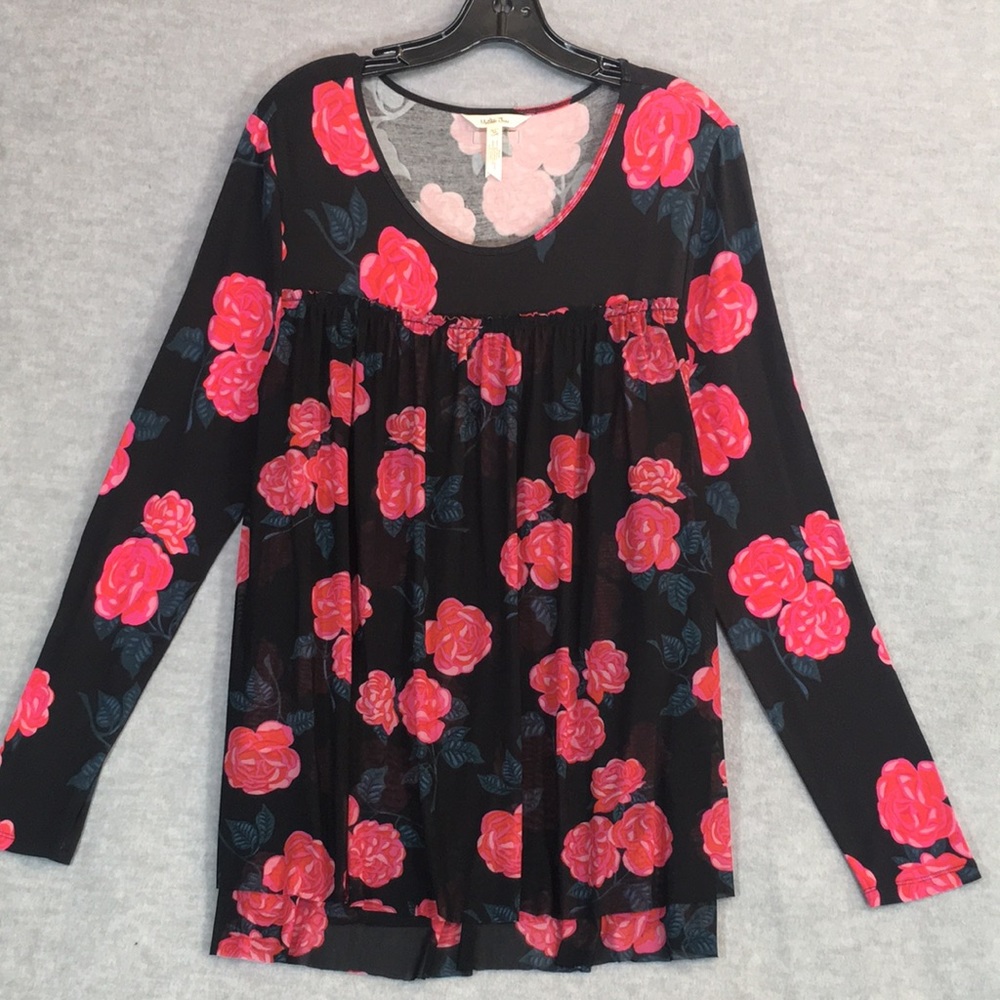 MATILDA JANE Stretch Jersey Knit Wrinkle Resistant Floral Print Oversized Top